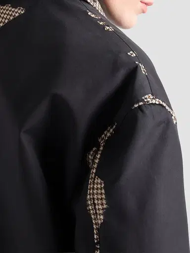 Prada Women's Bonded Leather and Houndstooth Jacket - Black - Size 2 | Thumbnail 6 Prada Women's Bonded Leather and Houndstooth Jacket - Black - Size 2 | Thumbnail 6