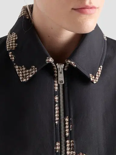 Prada Women's Bonded Leather and Houndstooth Jacket - Black - Size 2 | Thumbnail 7 Prada Women's Bonded Leather and Houndstooth Jacket - Black - Size 2 | Thumbnail 7