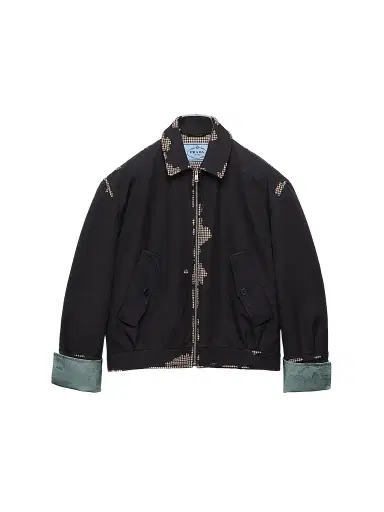 Prada Women's Bonded Leather and Houndstooth Jacket - Black - Size 2 | Thumbnail 1 Prada Women's Bonded Leather and Houndstooth Jacket - Black - Size 2 | Thumbnail 1
