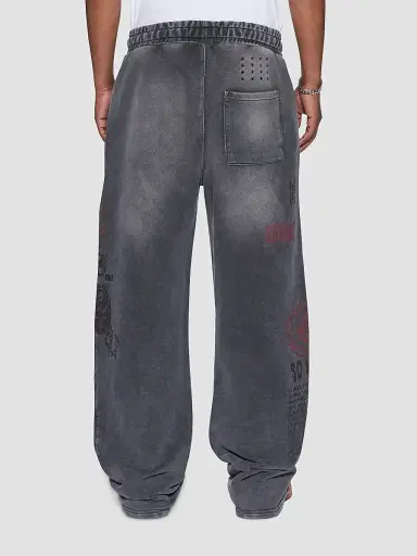 Ksubi Men's Printed Cotton Wide-Leg Track Pants - Charcoal | Thumbnail 3 Ksubi Men's Printed Cotton Wide-Leg Track Pants - Charcoal | Thumbnail 3