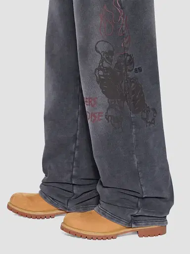 Ksubi Men's Printed Cotton Wide-Leg Track Pants - Charcoal | Thumbnail 4 Ksubi Men's Printed Cotton Wide-Leg Track Pants - Charcoal | Thumbnail 4