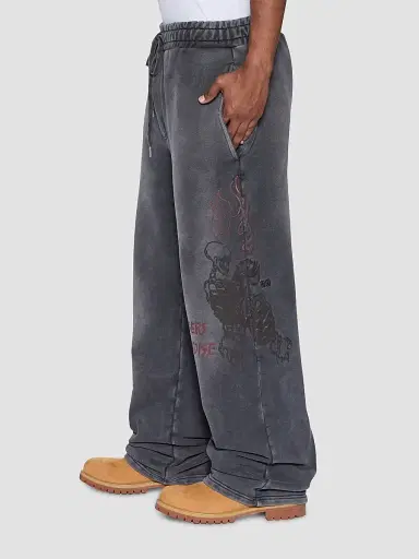 Ksubi Men's Printed Cotton Wide-Leg Track Pants - Charcoal | Thumbnail 5 Ksubi Men's Printed Cotton Wide-Leg Track Pants - Charcoal | Thumbnail 5