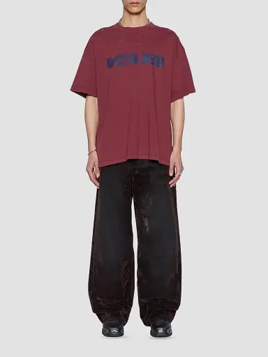 Ksubi Men's Blasted Ekcess Cotton Oversized T-Shirt - Burgundy | Thumbnail 2 Ksubi Men's Blasted Ekcess Cotton Oversized T-Shirt - Burgundy | Thumbnail 2