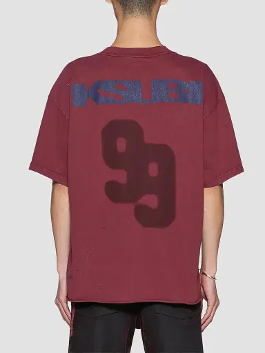 Ksubi Men's Blasted Ekcess Cotton Oversized T-Shirt - Burgundy | Thumbnail 3 Ksubi Men's Blasted Ekcess Cotton Oversized T-Shirt - Burgundy | Thumbnail 3