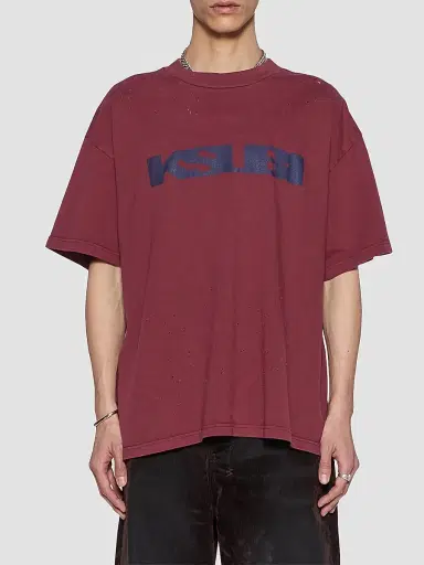 Ksubi Men's Blasted Ekcess Cotton Oversized T-Shirt - Burgundy | Thumbnail 4 Ksubi Men's Blasted Ekcess Cotton Oversized T-Shirt - Burgundy | Thumbnail 4
