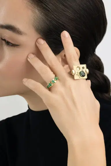 CAROL KAUFFMANN Green Tourmaline Rocks Pedrita Ring | Thumbnail 3 CAROL KAUFFMANN Green Tourmaline Rocks Pedrita Ring | Thumbnail 3