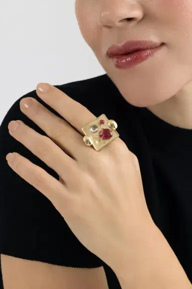CAROL KAUFFMANN Pink Tourmaline Rocks Ring | Thumbnail 4 CAROL KAUFFMANN Pink Tourmaline Rocks Ring | Thumbnail 4