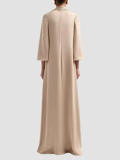 Teri Jon by Rickie Freeman Women's Embellished Collar Satin Gown - Gold | Thumbnail 3 Teri Jon by Rickie Freeman Women's Embellished Collar Satin Gown - Gold | Thumbnail 3
