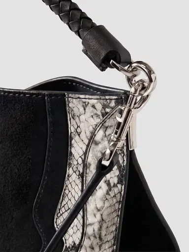Veronica Beard Women's Vida Snakeskin-Embossed Suede Shoulder Bag - Black | Thumbnail 4 Veronica Beard Women's Vida Snakeskin-Embossed Suede Shoulder Bag - Black | Thumbnail 4