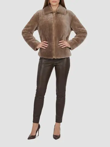 Gorski Women's Select Lamb Jacket - Taupe - Size Small | Thumbnail 2 Gorski Women's Select Lamb Jacket - Taupe - Size Small | Thumbnail 2