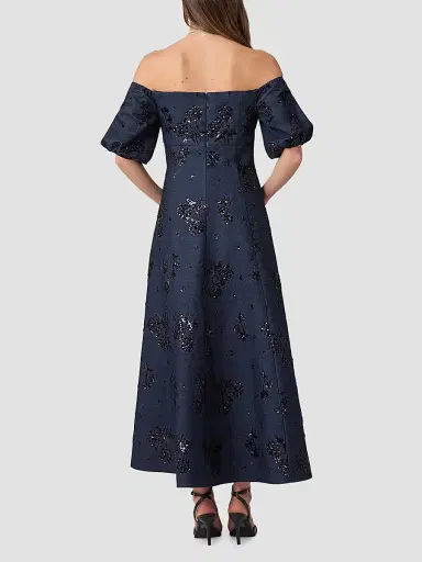 Shoshanna Women's Mona Sequined Denim Off-the-Shoulder Dress - Denim Jet | Thumbnail 3 Shoshanna Women's Mona Sequined Denim Off-the-Shoulder Dress - Denim Jet | Thumbnail 3