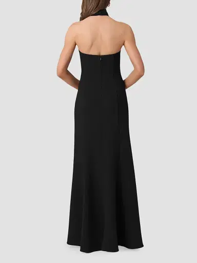 Shoshanna Women's Scottie Crêpe Hardware Halter Maxi Dress - Black | Thumbnail 3 Shoshanna Women's Scottie Crêpe Hardware Halter Maxi Dress - Black | Thumbnail 3