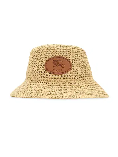Burberry Women's EKD Crochet Bucket Hat - Natural | Thumbnail 1 Burberry Women's EKD Crochet Bucket Hat - Natural | Thumbnail 1