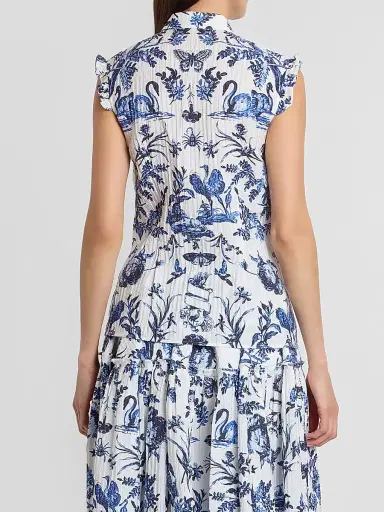 Erdem Women's Floral Jacquard Button-Front Shirt - Ink Blue | Thumbnail 3 Erdem Women's Floral Jacquard Button-Front Shirt - Ink Blue | Thumbnail 3