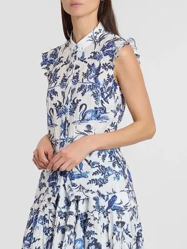 Erdem Women's Floral Jacquard Button-Front Shirt - Ink Blue | Thumbnail 4 Erdem Women's Floral Jacquard Button-Front Shirt - Ink Blue | Thumbnail 4