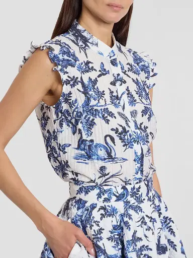 Erdem Women's Floral Jacquard Button-Front Shirt - Ink Blue | Thumbnail 5 Erdem Women's Floral Jacquard Button-Front Shirt - Ink Blue | Thumbnail 5