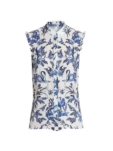 Erdem Women's Floral Jacquard Button-Front Shirt - Ink Blue | Thumbnail 1 Erdem Women's Floral Jacquard Button-Front Shirt - Ink Blue | Thumbnail 1