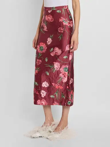 Erdem Women's Floral Satin Midi Skirt | Thumbnail 4 Erdem Women's Floral Satin Midi Skirt | Thumbnail 4