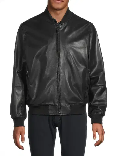 Emporio Armani Men's Leather Bomber Jacket - Black - Size 44 | Thumbnail 3 Emporio Armani Men's Leather Bomber Jacket - Black - Size 44 | Thumbnail 3
