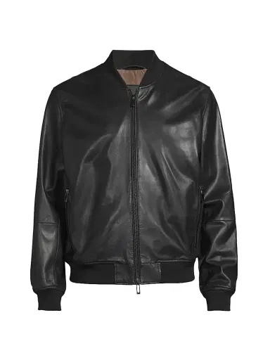 Emporio Armani Men's Leather Bomber Jacket - Black - Size 44 | Thumbnail 1 Emporio Armani Men's Leather Bomber Jacket - Black - Size 44 | Thumbnail 1