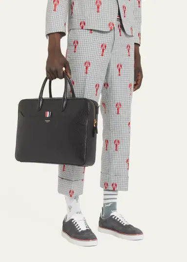 Thom Browne Men's Pebble Leather Business Briefcase Bag | Thumbnail 2 Thom Browne Men's Pebble Leather Business Briefcase Bag | Thumbnail 2