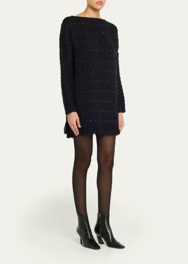 Diotima Notte Crystal Fringed Knit Mini Dress | Thumbnail 4 Diotima Notte Crystal Fringed Knit Mini Dress | Thumbnail 4