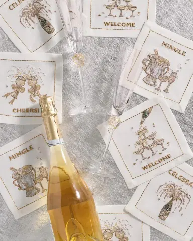 Kim Seybert Cheers Embroidered Cocktail Napkins, Set of 8 | Thumbnail 2 Kim Seybert Cheers Embroidered Cocktail Napkins, Set of 8 | Thumbnail 2