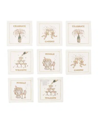 Kim Seybert Cheers Embroidered Cocktail Napkins, Set of 8 | Thumbnail 3 Kim Seybert Cheers Embroidered Cocktail Napkins, Set of 8 | Thumbnail 3