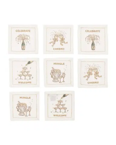 Kim Seybert Cheers Embroidered Cocktail Napkins, Set of 8 | Thumbnail 1 Kim Seybert Cheers Embroidered Cocktail Napkins, Set of 8 | Thumbnail 1