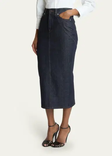Givenchy Denim Kick-Pleat Midi Skirt | Thumbnail 4 Givenchy Denim Kick-Pleat Midi Skirt | Thumbnail 4