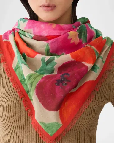 Lafayette 148 New York Floral-Print Voile Square Scarf | Thumbnail 3 Lafayette 148 New York Floral-Print Voile Square Scarf | Thumbnail 3