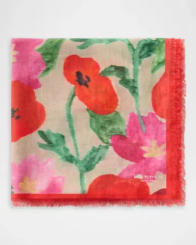 Lafayette 148 New York Floral-Print Voile Square Scarf | Thumbnail 4 Lafayette 148 New York Floral-Print Voile Square Scarf | Thumbnail 4