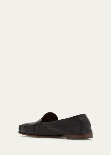 Versace Men's Medusa Leather Moc-Toe Loafers | Thumbnail 4 Versace Men's Medusa Leather Moc-Toe Loafers | Thumbnail 4