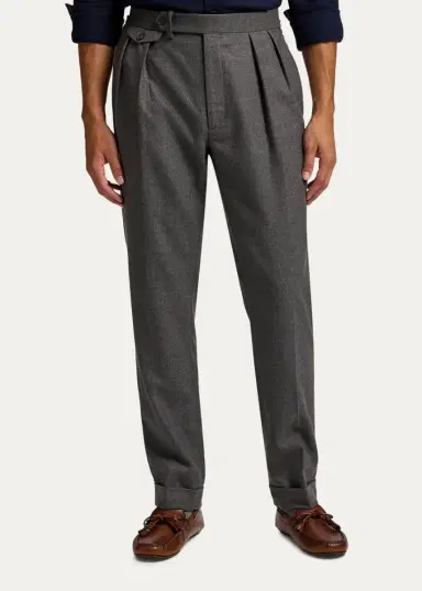Ralph Lauren Purple Label Men's Worsted Wool Flannel Trousers | Thumbnail 4 Ralph Lauren Purple Label Men's Worsted Wool Flannel Trousers | Thumbnail 4