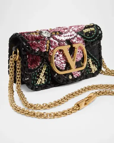 Valentino Garavani Loco Small Floral Sequin VLogo Shoulder Bag | Thumbnail 6 Valentino Garavani Loco Small Floral Sequin VLogo Shoulder Bag | Thumbnail 6