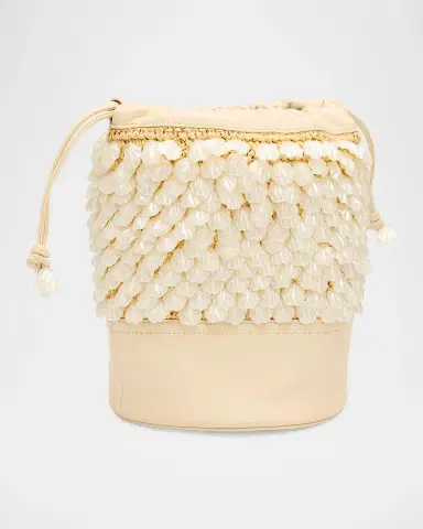 BTB Los Angeles Brielle Embellished Raffia and Leather Bucket Bag | Thumbnail 3 BTB Los Angeles Brielle Embellished Raffia and Leather Bucket Bag | Thumbnail 3