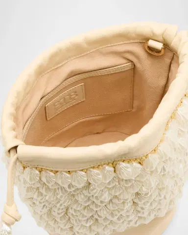 BTB Los Angeles Brielle Embellished Raffia and Leather Bucket Bag | Thumbnail 4 BTB Los Angeles Brielle Embellished Raffia and Leather Bucket Bag | Thumbnail 4
