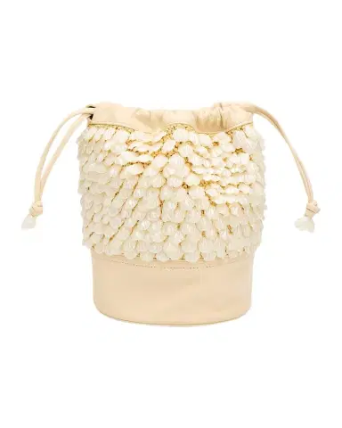 BTB Los Angeles Brielle Embellished Raffia and Leather Bucket Bag | Thumbnail 1 BTB Los Angeles Brielle Embellished Raffia and Leather Bucket Bag | Thumbnail 1