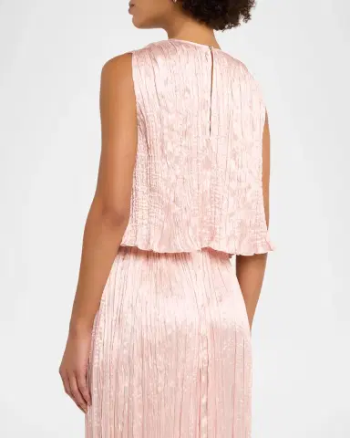 Adam Lippes Anouk Silk Plisse Sleeveless Crop Top | Thumbnail 3 Adam Lippes Anouk Silk Plisse Sleeveless Crop Top | Thumbnail 3