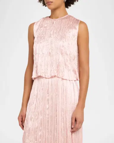 Adam Lippes Anouk Silk Plisse Sleeveless Crop Top | Thumbnail 4 Adam Lippes Anouk Silk Plisse Sleeveless Crop Top | Thumbnail 4