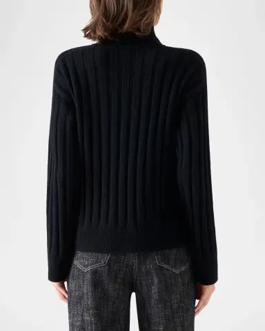 Akris punto Turtleneck Wool-Cashmere Wide Rib Sweater | Thumbnail 3 Akris punto Turtleneck Wool-Cashmere Wide Rib Sweater | Thumbnail 3