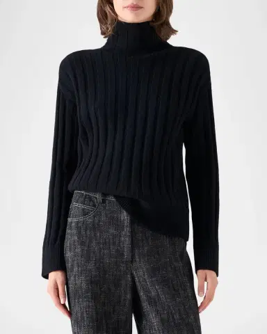 Akris punto Turtleneck Wool-Cashmere Wide Rib Sweater | Thumbnail 4 Akris punto Turtleneck Wool-Cashmere Wide Rib Sweater | Thumbnail 4