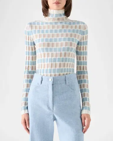 Akris punto Intarsia Check Wool Sweater | Thumbnail 4 Akris punto Intarsia Check Wool Sweater | Thumbnail 4