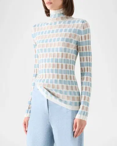 Akris punto Intarsia Check Wool Sweater | Thumbnail 6 Akris punto Intarsia Check Wool Sweater | Thumbnail 6