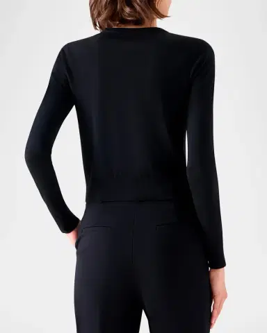 Akris punto Merino Wool Crewneck Cardigan | Thumbnail 3 Akris punto Merino Wool Crewneck Cardigan | Thumbnail 3