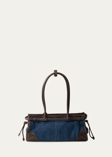 Prada Bonnie Medium Denim and Leather Shoulder Bag | Thumbnail 2 Prada Bonnie Medium Denim and Leather Shoulder Bag | Thumbnail 2