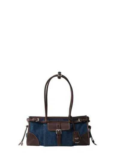 Prada Bonnie Medium Denim and Leather Shoulder Bag | Thumbnail 1 Prada Bonnie Medium Denim and Leather Shoulder Bag | Thumbnail 1