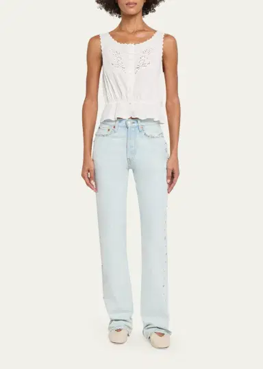 RE/DONE Jerry Eyelet Embroidered Tank Blouse | Thumbnail 2 RE/DONE Jerry Eyelet Embroidered Tank Blouse | Thumbnail 2