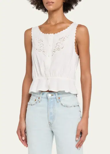 RE/DONE Jerry Eyelet Embroidered Tank Blouse | Thumbnail 4 RE/DONE Jerry Eyelet Embroidered Tank Blouse | Thumbnail 4