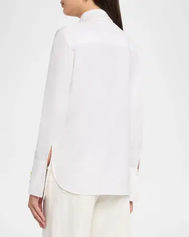 Oscar de la Renta Botanical Embroidered Cotton Poplin Button-Down Shirt | Thumbnail 3 Oscar de la Renta Botanical Embroidered Cotton Poplin Button-Down Shirt | Thumbnail 3